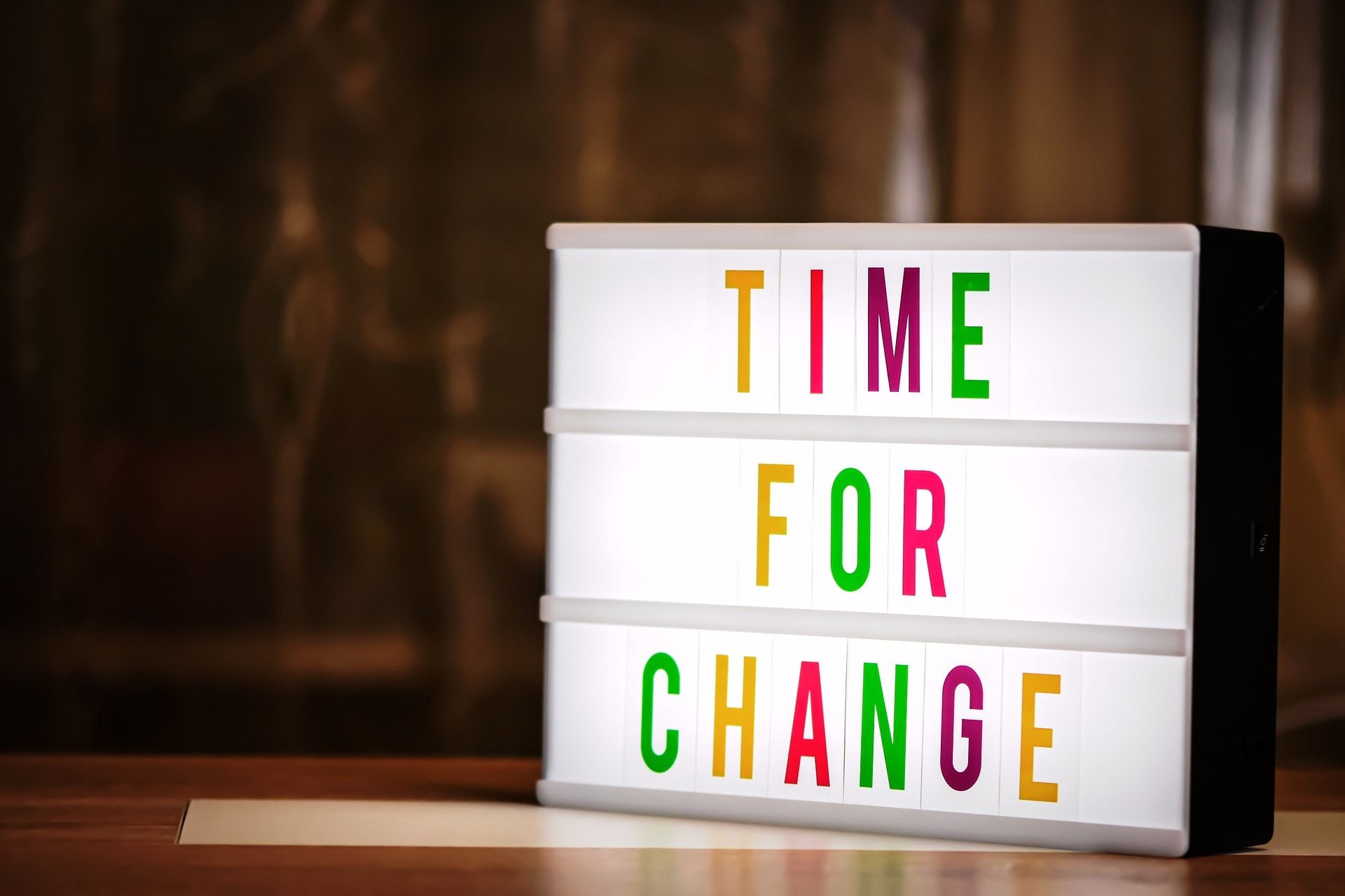 Photo showing a sign saying "Time for change"