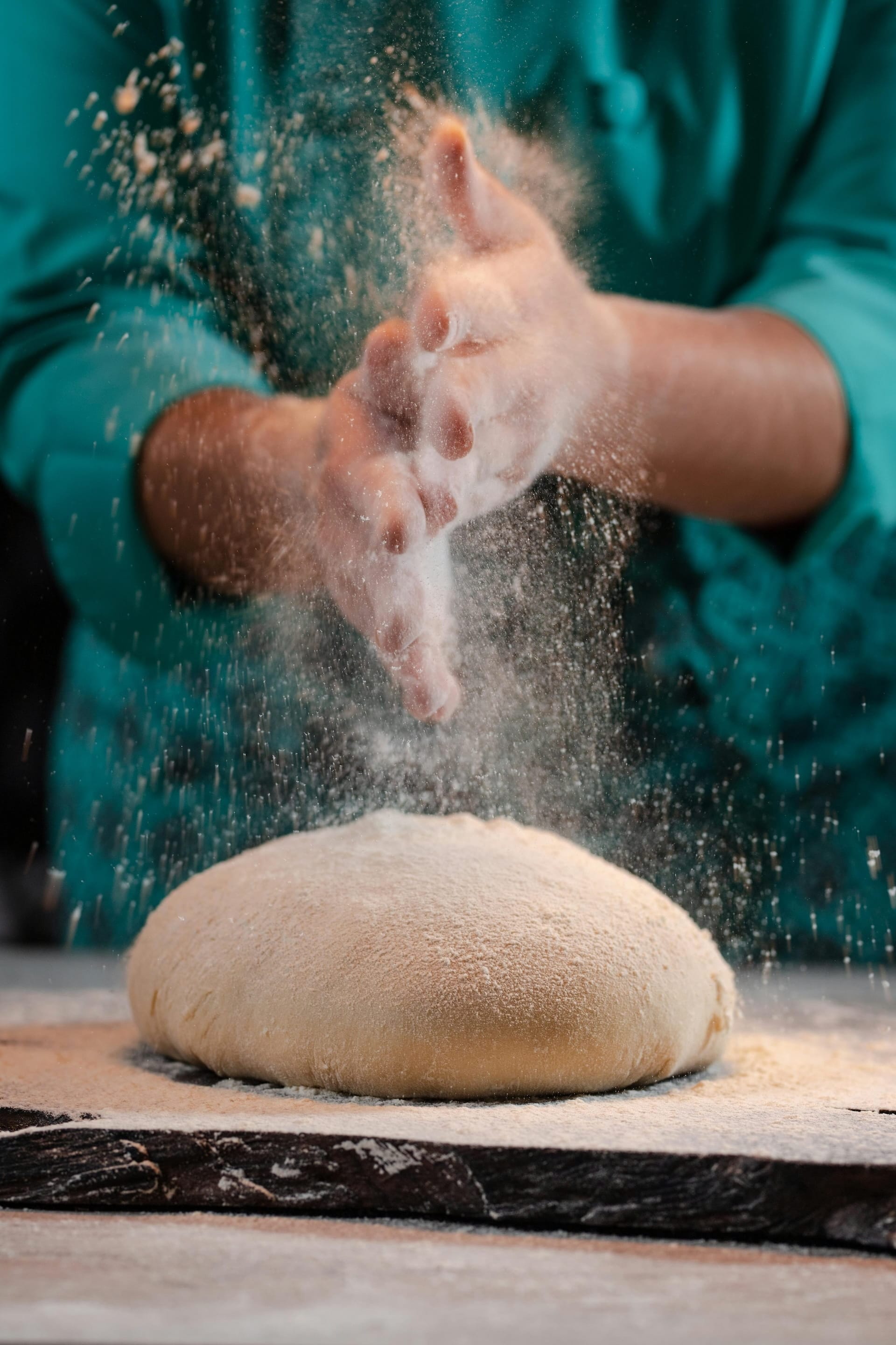 A photo of bread being made